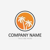 Palm tree summer logo template vector