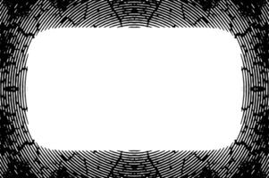 a black and white image of a fingerprint grunge borer frame vector, gradient banner circle texture frequency, background banner abstract square pattern circle frame vector