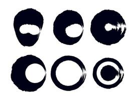 a set of black and white circles with different shapes brush stroke bundle, circle brush brush stroke texture sumi pen circle brush line vector