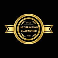 vector satisfaction guarantee golden label on black background