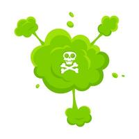 Smelling green cartoon smoke or fart clouds flat style design vector illustration. Bad stink or toxic aroma cartoon smoke cloud isolated on white background.