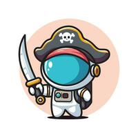 cute vector design illustration of pirate astronaut