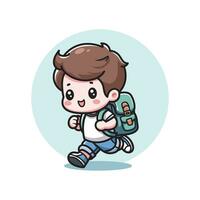 cute vector design illustration of little boy going back to school