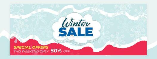 Winter Sale Banner Pro Vector. Winter sale vector banner set snowflakes background for marketing promotion. Vector illustration. Pro Vector