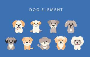 Dog character element set.illustration vector for postcard,sticker