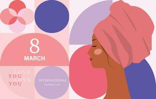 International women day with geometric shape use for horizontal banner design vector