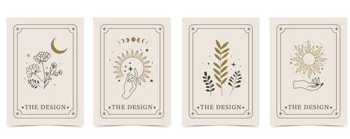 boho tarjeta tarot para a4 vertical ilustración diseño vector