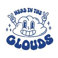 happy cloud retro illustration with typography vector