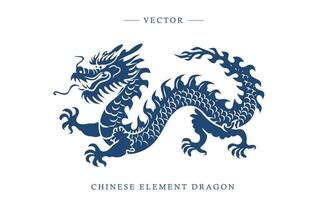 Blue and white porcelain Chinese dragon pattern vector