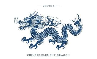 Blue and white porcelain Chinese dragon pattern vector