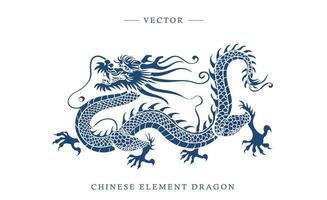 Blue and white porcelain Chinese dragon pattern vector