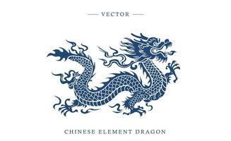 Blue and white porcelain Chinese dragon pattern vector