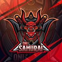 Oni samurai esport mascot logo design vector