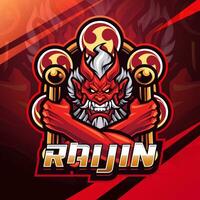 diseño de logotipo de mascota raijin esport vector