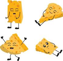 Cheese Lovers Day Character Set. With Cartoon Design. Vector Illustration