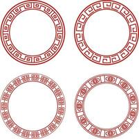 Set of Chinese Circle Frame. Isolated On White Background. Vector Illustration