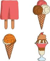 Ice Cream Yummy Illustration With Different Toppings. vector