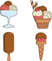 Ice Cream Yummy Illustration With Different Toppings. vector