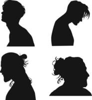 Set of Man Head Silhouette. Isolated Vector