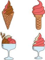 Ice Cream Yummy Illustration With Different Toppings. vector