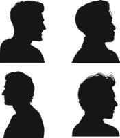 Set of Man Head Silhouette. Isolated Vector