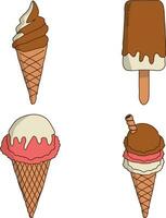 Ice Cream Yummy Illustration With Different Toppings. vector