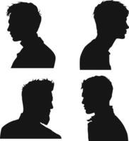 Set of Man Head Silhouette. Isolated Vector