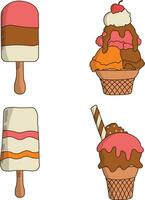 Ice Cream Yummy Illustration With Different Toppings. vector