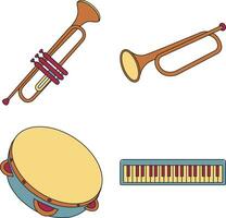 Set of Different Musical Instrument. In Flat Design. Vector Illustration.