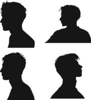 Set of Man Head Silhouette. Isolated Vector