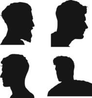 Set of Man Head Silhouette. Isolated Vector