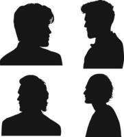 Set of Man Head Silhouette. Isolated Vector