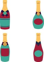 Set of Various Bottles. Flat Cartoon Style. Isolated On White Background vector