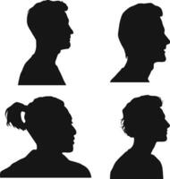 Set of Man Head Silhouette. Isolated Vector