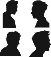 Set of Man Head Silhouette. Isolated Vector