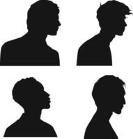 Set of Man Head Silhouette. Isolated Vector