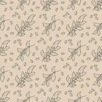 Flowers, grains and branches of coffee seamless pattern vector