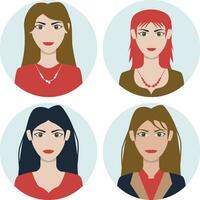 Business Woman Avatar In Flat Design. Vector Illustration Set.