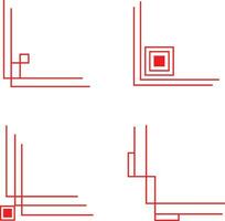 rojo tradicional chino esquina iconos con sencillo patrones vector