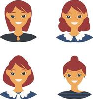 Business Woman Avatar On White Background. Isolated Vector Set