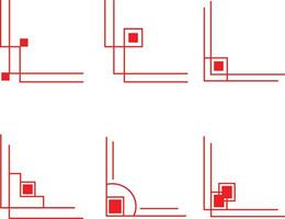 Red Traditional Chinese Corner Icons. With Simple Patterns vector