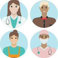 Set of Different Profession Avatar. Flat Cartoon Style. Vector Icons