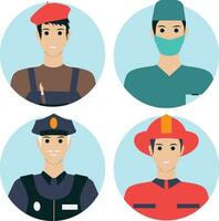 Set of Different Profession Avatar. Flat Cartoon Style. Vector Icons