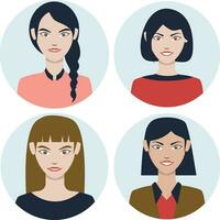 Business Woman Avatar In Flat Design. Vector Illustration Set.