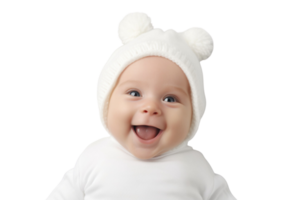 AI generated Portrait newborn baby happy over isolated on transparent background. png