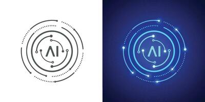 Artificial intelligence circuit line style. Machine learning design. Smart network digital technology. AI. Vector illustration