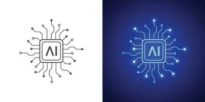 Artificial intelligence circuit line style. Machine learning design. Smart network digital technology. AI. Vector illustration