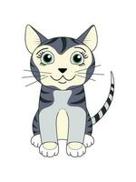 Sitting cute cat vector. The illustration is done by hand in a cartoon style. vector