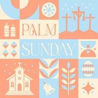 Palm Sunday seamless pattern in scandinavian style postcard with Retro clean concept design vector