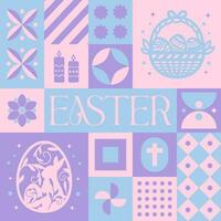 Christ Easter seamless pattern in scandinavian style postcard with Retro clean concept design vector